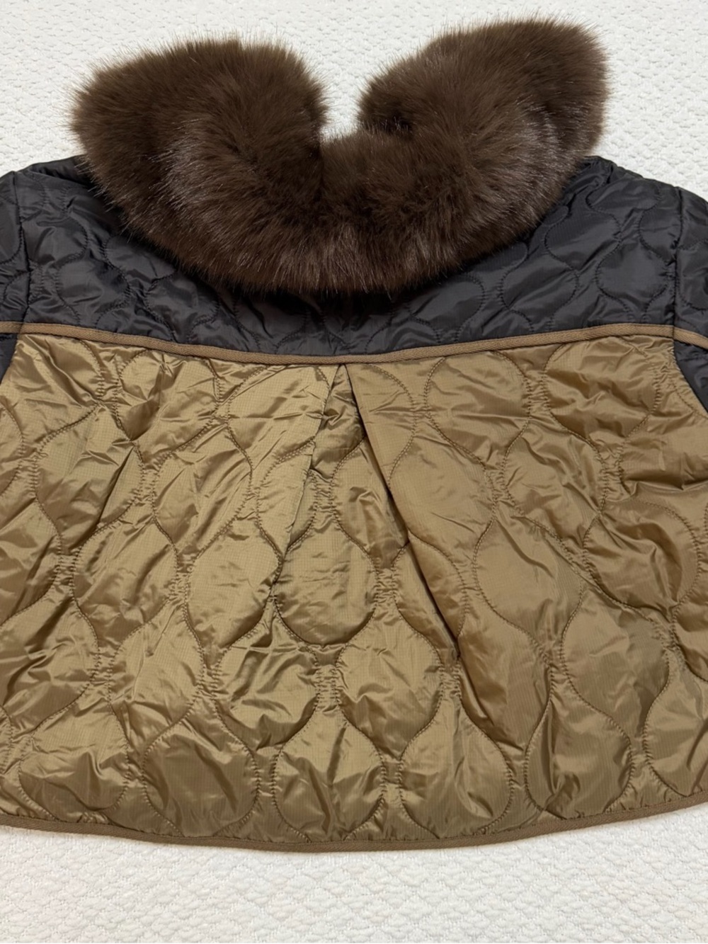 Asos Design Quilted Hybrid Teddy Collarless Jacket Mocha Women’s Size Small Chic - Picture 8 of 12